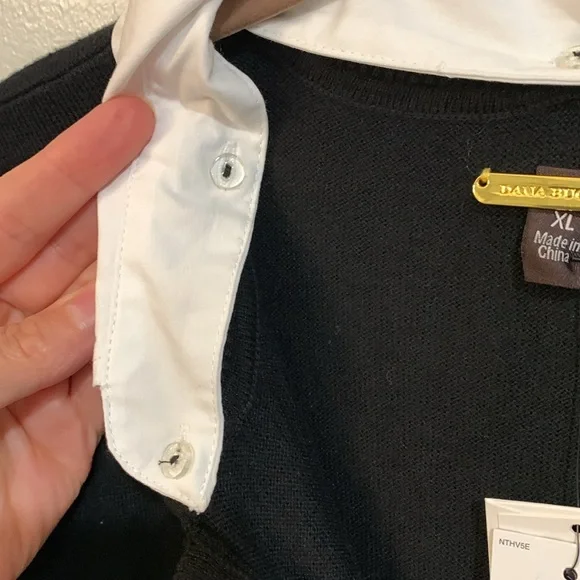 Dana Buchman 3/4 sleeve sweater w/removable collar & sleeve cuffs NWT. Size XL - Picture 4 of 6